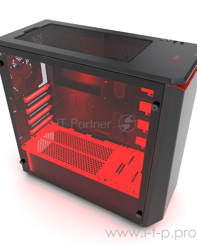 Корпус PHANTEKS Eclipse P400, Black-Red, RGB LED иллюминация, боковая панель Tempered Glass, Mid-Tower