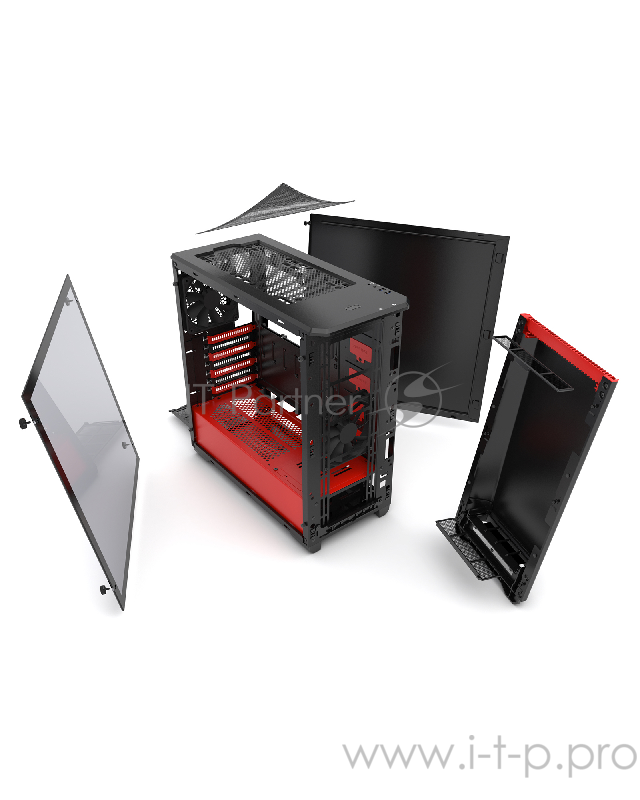 Корпус PHANTEKS Eclipse P400, Black-Red, RGB LED иллюминация, боковая панель Tempered Glass, Mid-Tower