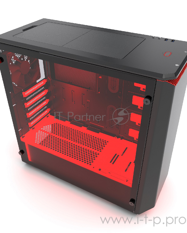 Корпус PHANTEKS Eclipse P400S, Black-Red, 3-SPEED FAN CONTROLLER, RGB LED иллюминация, звукоизоляционные панели, боковая панель Tempered Glass, Mid-Tower