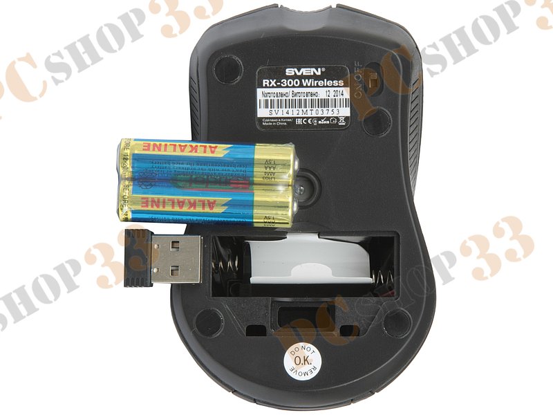 Оптическая мышь Sven RX-300 Wireless, беспров., 3кн.+скр., черный (USB)