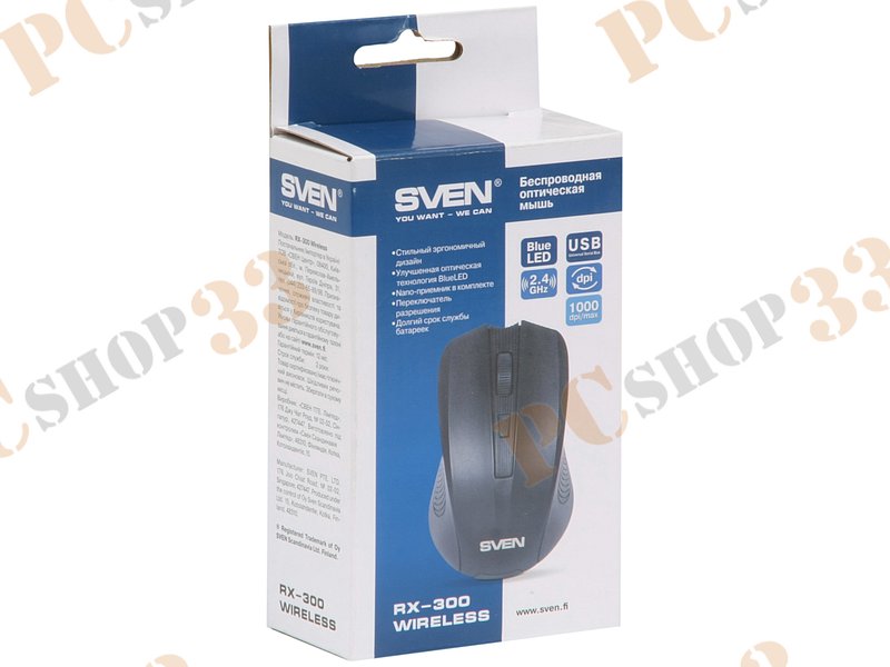 Оптическая мышь Sven RX-300 Wireless, беспров., 3кн.+скр., черный (USB)
