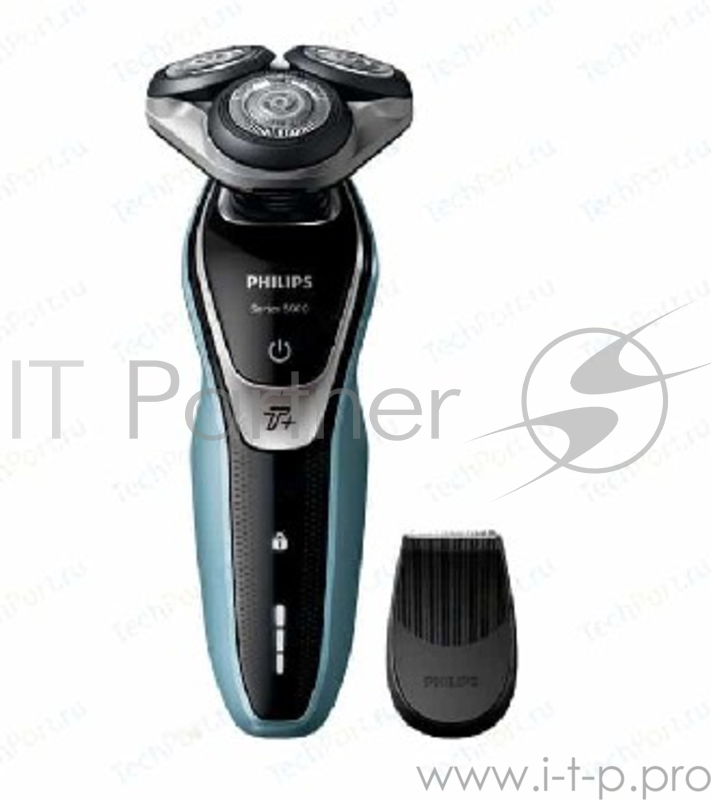 Бритва роторная Philips S5530/06 реж.эл.:3 питан.:аккум. голубой/черный