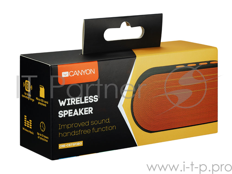 Колонки CANYON CNE-CBTSP3BO Black/Orange (Bluetooth ,8ч,Micro-SD)