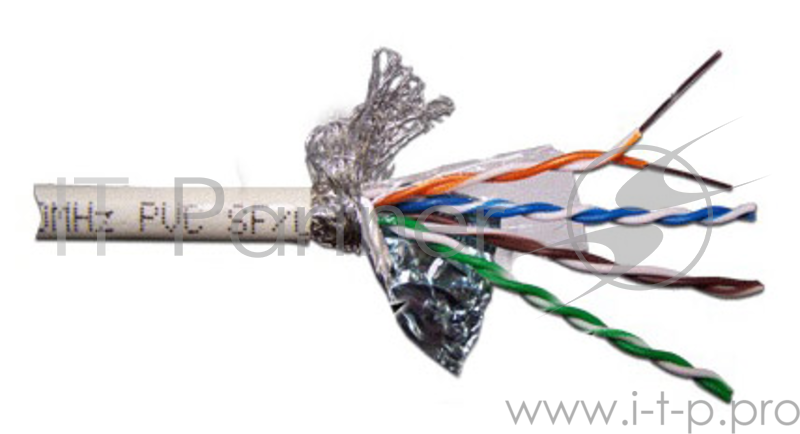 Кабель информационный Lanmaster LAN-6EFTP-PT-GY кат.6 SF/UTP общий экран в оплётке 4X2 PVC внутренний 305м серый