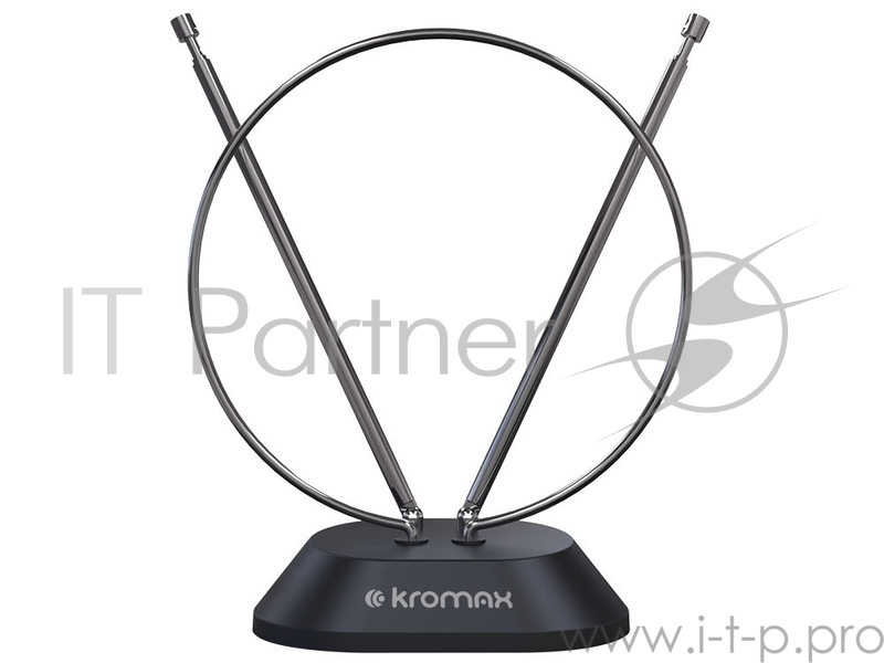 Телевизионная антенна Kromax TV FLAT-01 black Комн. пас. антенна, VHF: 45-230 МГц, UHF: 470-860 МГц, коэф. ус.5-7dB