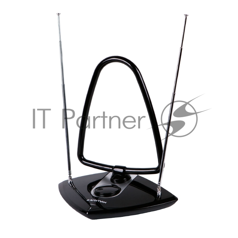 Телевизионная антенна Kromax TV FLAT-06 black Комн. акт. антенна, VHF: 87,5-230 МГц, UHF: 470-860 МГц, коэф. ус 30dB питание: адапт. в комплекте