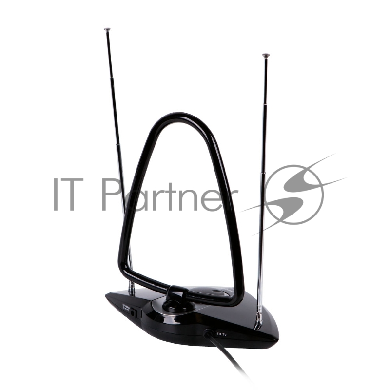 Телевизионная антенна Kromax TV FLAT-06 black Комн. акт. антенна, VHF: 87,5-230 МГц, UHF: 470-860 МГц, коэф. ус 30dB питание: адапт. в комплекте
