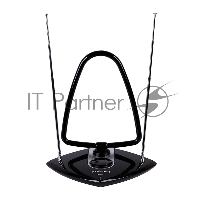 Телевизионная антенна Kromax TV FLAT-06 black Комн. акт. антенна, VHF: 87,5-230 МГц, UHF: 470-860 МГц, коэф. ус 30dB питание: адапт. в комплекте