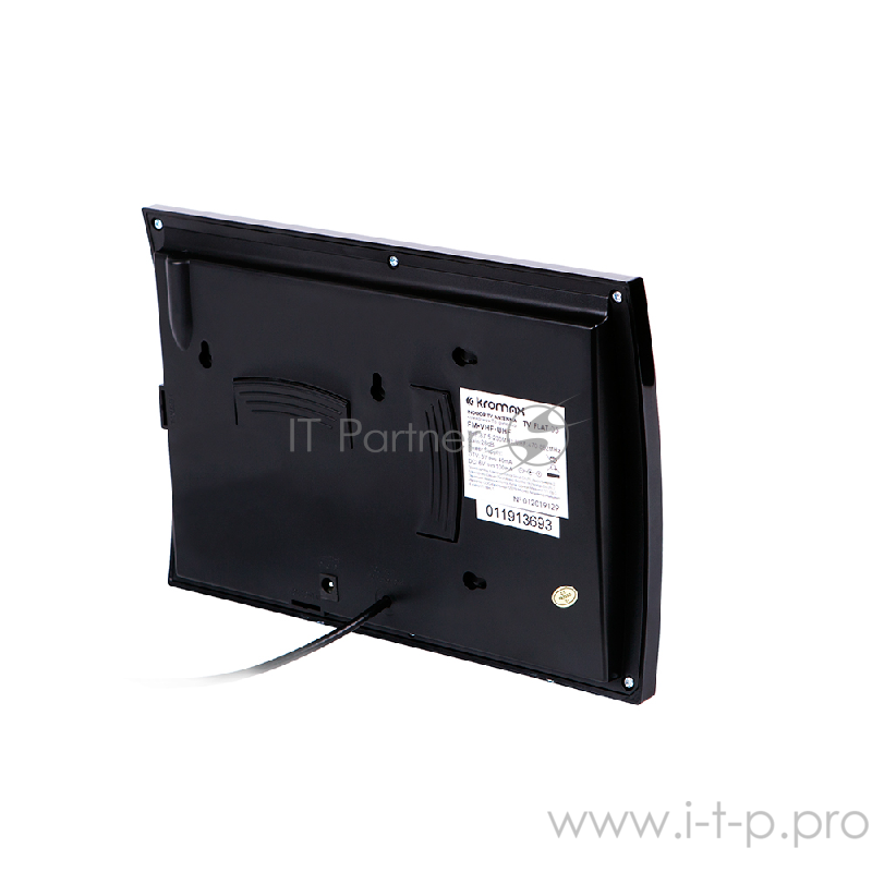 Телевизионная антенна Kromax TV FLAT-05 black Комн. акт. антенна, VHF: 87,5-230 МГц, UHF: 470-860 МГц, коэф. ус 28dB питание: адапт. в комплекте