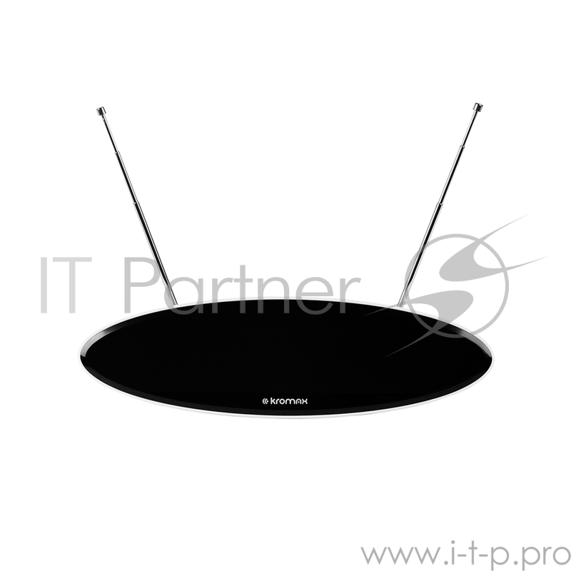Телевизионная антенна Kromax TV FLAT-04 black Комн. акт. антенна, VHF: 87,5-230 МГц, UHF: 470-860 МГц, коэф. ус 28dB питание: адапт. в комплекте