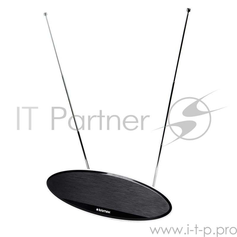 Телевизионная антенна Kromax TV FLAT-04 black Комн. акт. антенна, VHF: 87,5-230 МГц, UHF: 470-860 МГц, коэф. ус 28dB питание: адапт. в комплекте