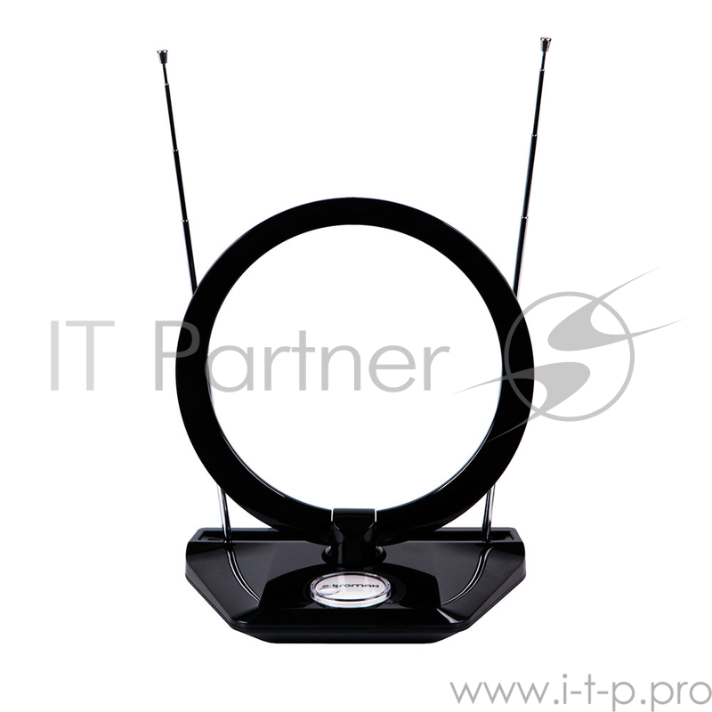 Телевизионная антенна Kromax TV FLAT-07 black Комн. акт. антенна, VHF: 87,5-230 МГц, UHF: 470-860 МГц, коэф. ус 25dB питание: адапт. в комплекте