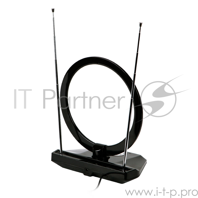 Телевизионная антенна Kromax TV FLAT-07 black Комн. акт. антенна, VHF: 87,5-230 МГц, UHF: 470-860 МГц, коэф. ус 25dB питание: адапт. в комплекте