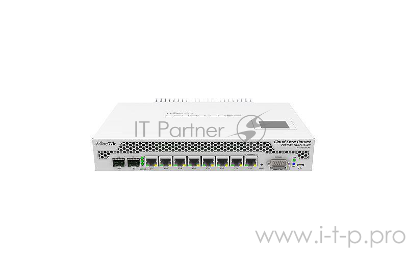 Сетевое оборудование MikroTik CCR1009-7G-1C-1S+PC with Tilera Tile-Gx9 CPU (9-cores, 1Ghz per core), 2GB RAM, 7xGbit LAN, 1x Combo port (1xGbit LAN or SFP), 1x SFP+ cage, RouterOS L6, LCD panel, passive cooling desktop en