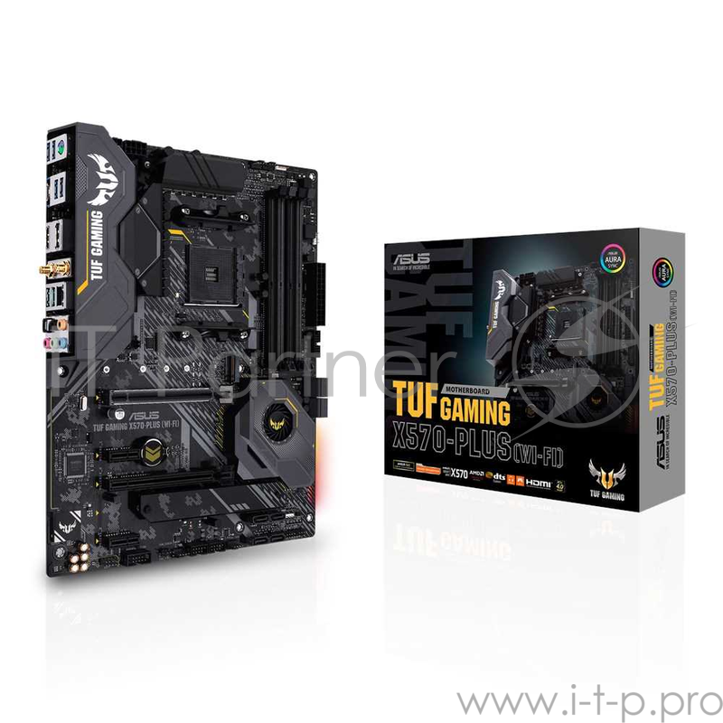 Материнская плата Asus TUF GAMING X570-PLUS (WI-FI) Soc-AM4 AMD X570 4xDDR4 ATX AC`97 8ch(7.1) GbLAN RAID+HDMI+DP