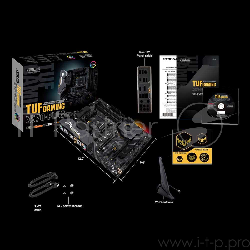 Материнская плата Asus TUF GAMING X570-PLUS (WI-FI) Soc-AM4 AMD X570 4xDDR4 ATX AC`97 8ch(7.1) GbLAN RAID+HDMI+DP