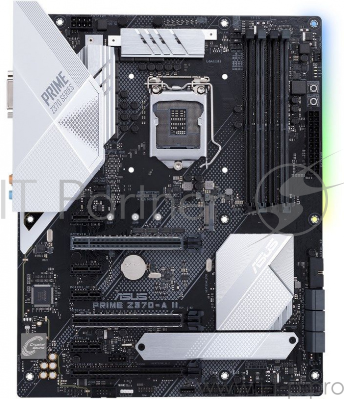 Материнская плата ASUS <PRIME Z370-A II> LGA1151 v2 чипсет Intel Z370 4 слота DDR4 DIMM, 2133-4000 МГц поддержка SLI/CrossFireX разъемы SATA: 6 Гбит/с - 6