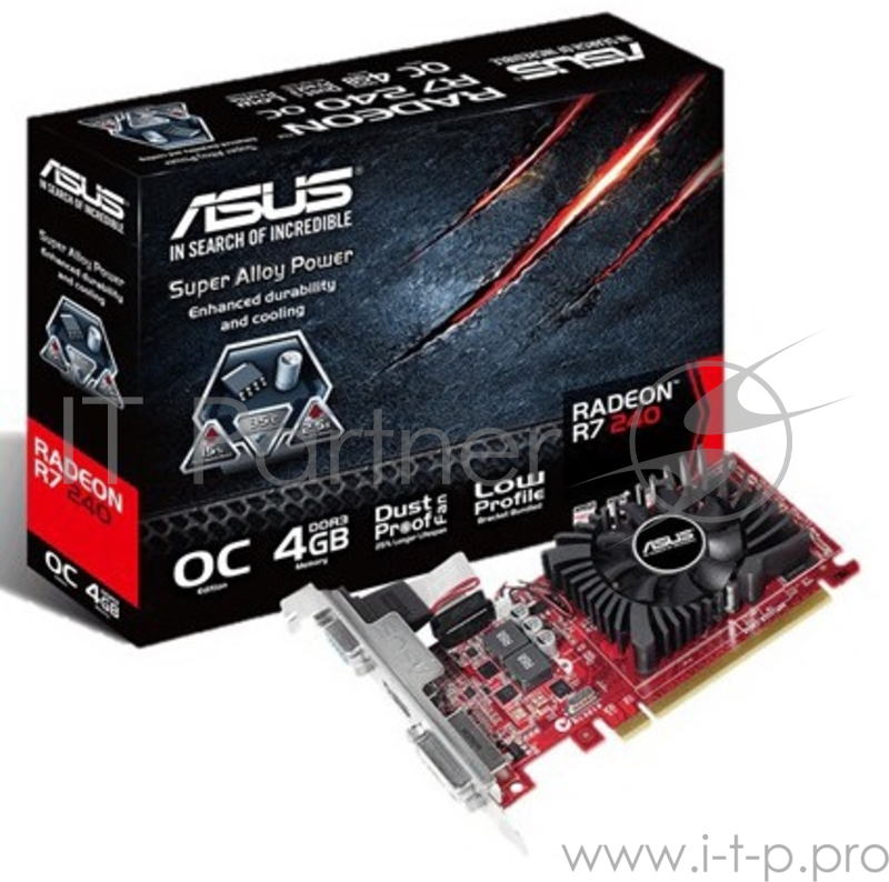 Видеокарта Asus PCI-E R7240-OC-4GD3-L AMD Radeon R7 240 4096Mb 128bit DDR3 770/1800/HDMIx1/CRTx1/HDCP Ret