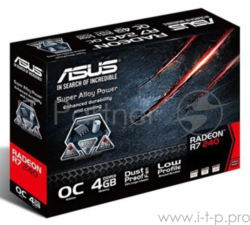 Видеокарта Asus PCI-E R7240-OC-4GD3-L AMD Radeon R7 240 4096Mb 128bit DDR3 770/1800/HDMIx1/CRTx1/HDCP Ret