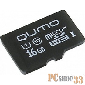 Карта памяти QUMO MicroSDHC 16GB Сlass 10 UHS-I ,3.0 без адаптером SD, черно-красная картонная упаковка