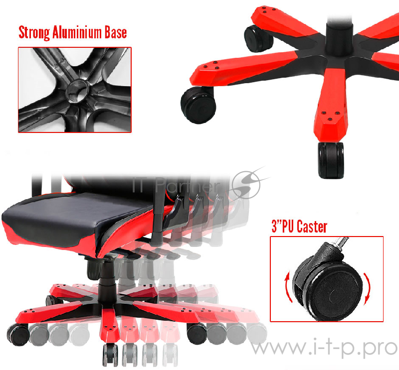 DXRacer Sentinel Игровое кресло чёрно-красное (OH/SJ00/NR, эко-кожа, регулируемый угол наклона, механизм качания)