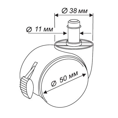 Набор колес Бюрократ BlockCastorSet3850/PU черный