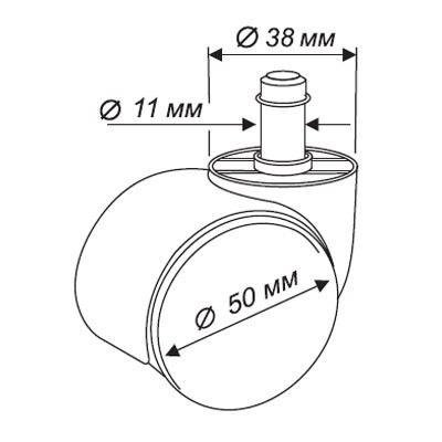 Набор колес Бюрократ CastorSet3850/PU черный для паркета/ламината
