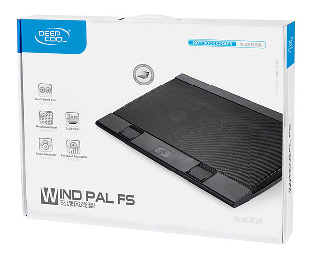 Подставка Deepcool WIND PAL FS (WINDPALFS) 17382x262x24мм 26.5дБ 2xUSB 2x 140ммFAN 793г черный