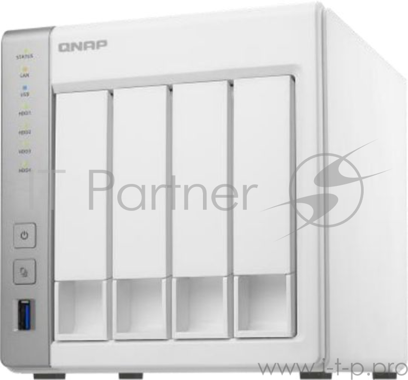 Дисковый массив QNAP D4 Сетевое хранилище, 4 Hot-Swap tray w/o HDD, Dualcore CPU AL-212 1,7GHz, 1GB DDR3, 2xGbE, 3xUSB 3,0