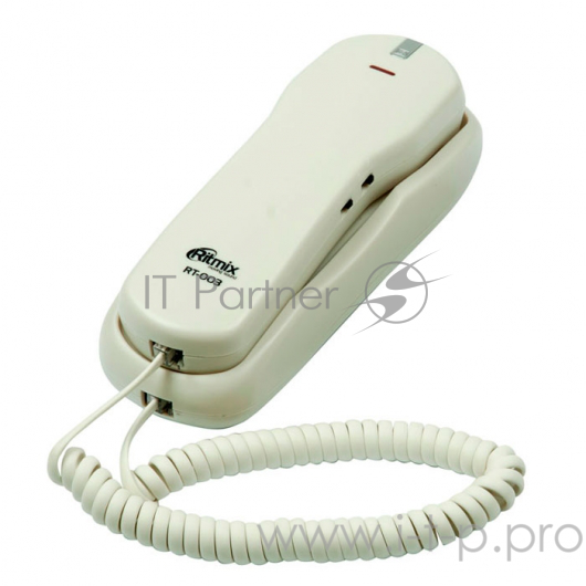 Телефон RITMIX RT-003 white проводной телефон{ повторный набор номера, телефонная книжка, настенная установка, регулятор громкости звонка}