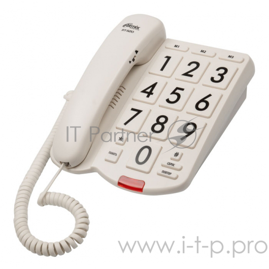Телефон RITMIX RT-520 ivory Телефон проводнойповтор. набор, регулировка уровня громкости, световая индикац