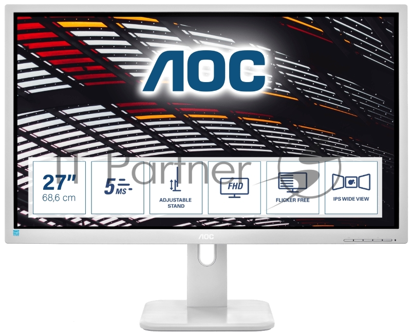 МОНИТОР 27 AOC 27P1/GR Black с поворотом экрана (IPS, LED, 1920x1080, 5 ms, 178°/178°, 250 cd/m, 50M:1, +DVI, +HDMI 1.4