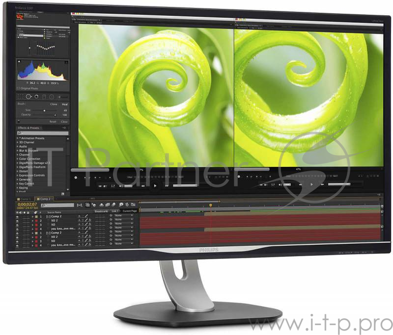 Монитор 31.5 PHILIPS 328P6VJEB 00/01 Black с поворотом экрана (4K, VA, LED, 3840x2160, 4 ms, 178°/178°, 300 cd/m, 50M:1, +DVI, +DisplayPort, +HDMI, MHL, +4xUSB, +MM)