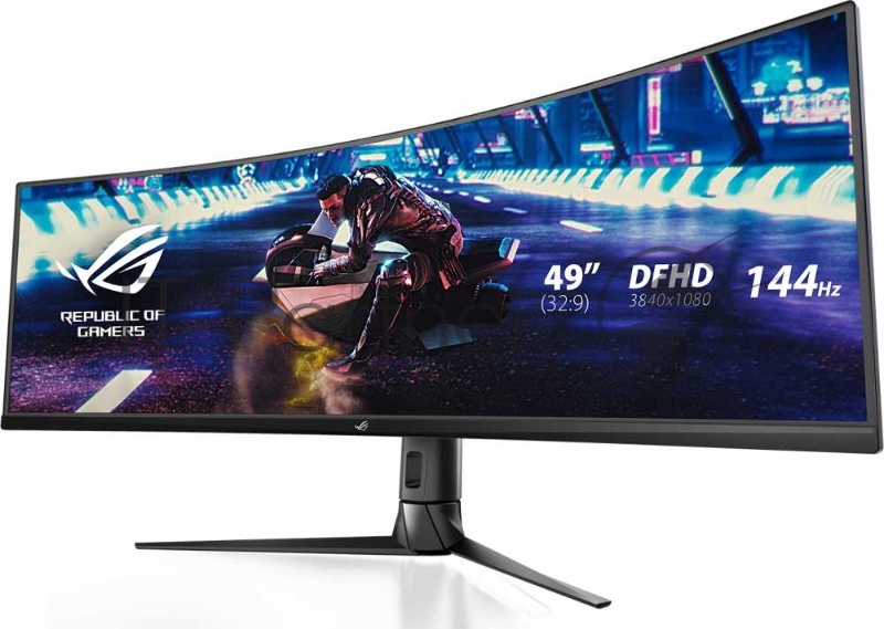 ASUS 49 ROG Strix XG49VQ VA LED изогнутый 3840x1080, 4ms, 450cd/m2, 178°/178°, 3000:1, HDMI*2, DP, USB-Hub, 144Hz, HDR, колонки, FreeSync, Tilt, Swivel, HAS, VESA, Black