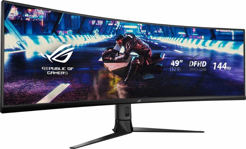 ASUS 49 ROG Strix XG49VQ VA LED изогнутый 3840x1080, 4ms, 450cd/m2, 178°/178°, 3000:1, HDMI*2, DP, USB-Hub, 144Hz, HDR, колонки, FreeSync, Tilt, Swivel, HAS, VESA, Black