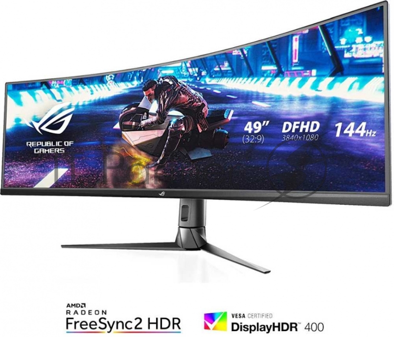 ASUS 49 ROG Strix XG49VQ VA LED изогнутый 3840x1080, 4ms, 450cd/m2, 178°/178°, 3000:1, HDMI*2, DP, USB-Hub, 144Hz, HDR, колонки, FreeSync, Tilt, Swivel, HAS, VESA, Black