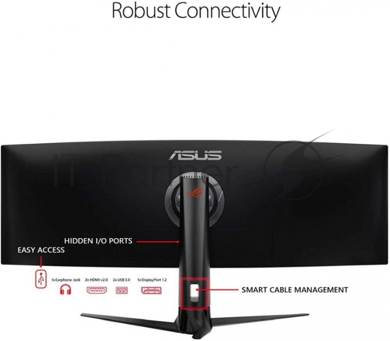 ASUS 49 ROG Strix XG49VQ VA LED изогнутый 3840x1080, 4ms, 450cd/m2, 178°/178°, 3000:1, HDMI*2, DP, USB-Hub, 144Hz, HDR, колонки, FreeSync, Tilt, Swivel, HAS, VESA, Black