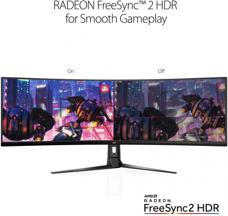 ASUS 49 ROG Strix XG49VQ VA LED изогнутый 3840x1080, 4ms, 450cd/m2, 178°/178°, 3000:1, HDMI*2, DP, USB-Hub, 144Hz, HDR, колонки, FreeSync, Tilt, Swivel, HAS, VESA, Black