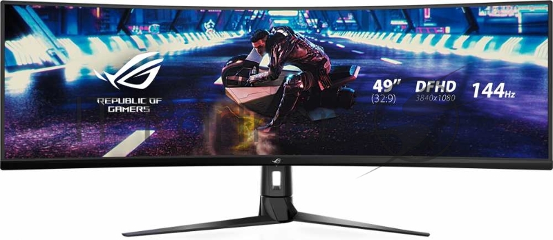 ASUS 49 ROG Strix XG49VQ VA LED изогнутый 3840x1080, 4ms, 450cd/m2, 178°/178°, 3000:1, HDMI*2, DP, USB-Hub, 144Hz, HDR, колонки, FreeSync, Tilt, Swivel, HAS, VESA, Black