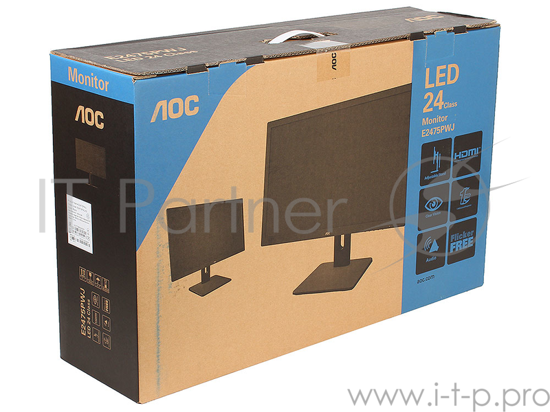 Монитор 23.6 AOC E2475PWJ Black 1920x1080, 2ms, 250 cd/m2, 1000:1 (DCR 50M:1), D-Sub, DVI, HDMI, 2Wx2, Headph.Out, HAS, Pivot, vesa