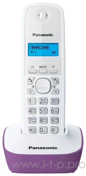Телефон Panasonic KX-TG1611RUF (сиреневый) {АОН, Caller ID,12 мелодий звонка,подсветка дисплея,поиск трубки}