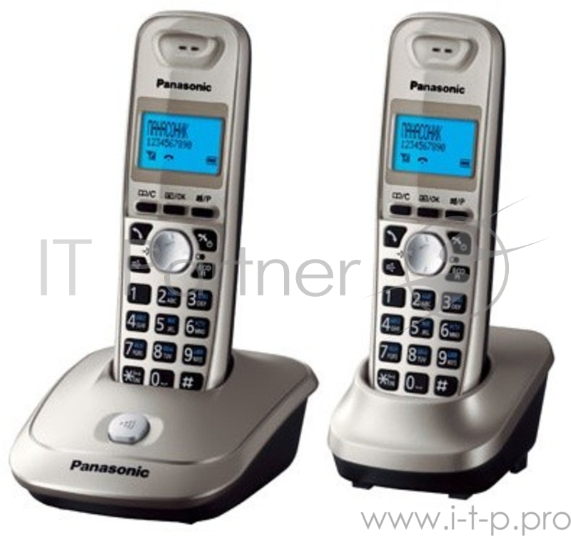 Телефон Panasonic KX-TG2512RUN (платиновый) {Доп трубка в комплекте,АОН, Caller ID,спикерфон на трубке,полифония}