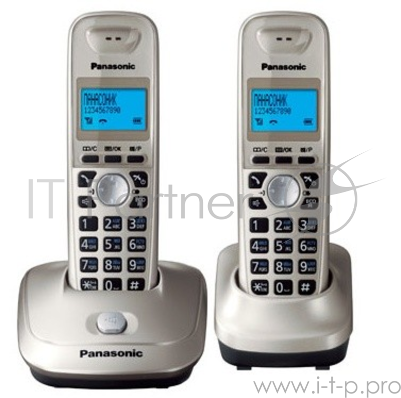 Телефон Panasonic KX-TG2512RUN (платиновый) {Доп трубка в комплекте,АОН, Caller ID,спикерфон на трубке,полифония}