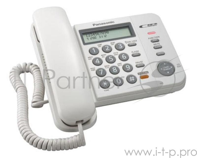 Телефон Panasonic KX-TS2358RUW (белый) {АОН,Caller ID,ЖКД,блокировка набора,выключение микрофона,кнопка