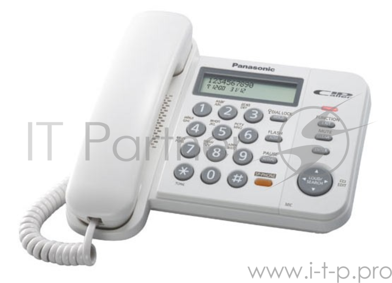 Телефон Panasonic KX-TS2358RUW (белый) {АОН,Caller ID,ЖКД,блокировка набора,выключение микрофона,кнопка