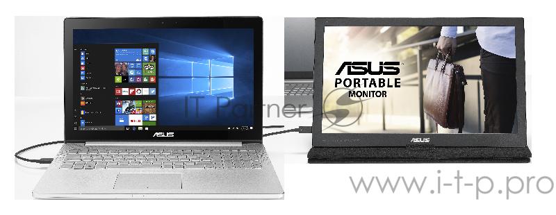 Монитор LCD 15.6” ASUS MB169C+, 90LM0180-B01170, 15,6 мобильный монитор с интерфейсом USB Type-C, FHD (1920x1080), IPS, технология уменьшения усталости глаз ASUS Eye Care