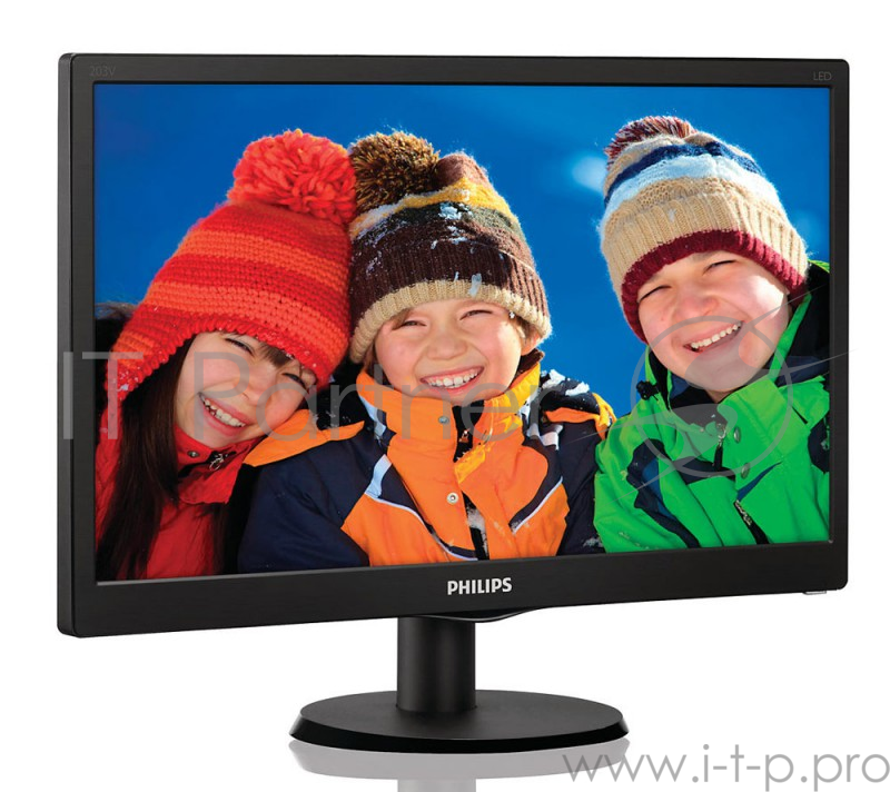 Монитор 19.5 PHILIPS 203V5LSB26/62(10) Black (LED, LCD, Wide, 1600x900, 5 ms, 90°/50°, 200 cd/m, 10M:1)