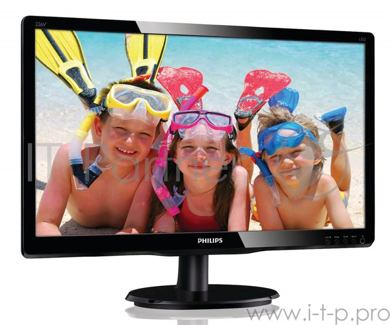 Монитор 21.5 PHILIPS 226V4LSB/00(01) Black (LED, LCD, Wide, 1920x1080, 5 ms, 170°/160°, 250 cd/m, 10M:1, +DVI, +VESA)