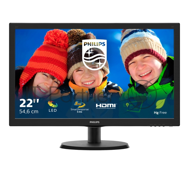 Монитор 21.5 PHILIPS 223V5LHSB/00(01) Black (LED, LCD, Wide, 1920x1080, 5 ms, 170°/160°, 250 cd/m, 10M:1, +HDMI)