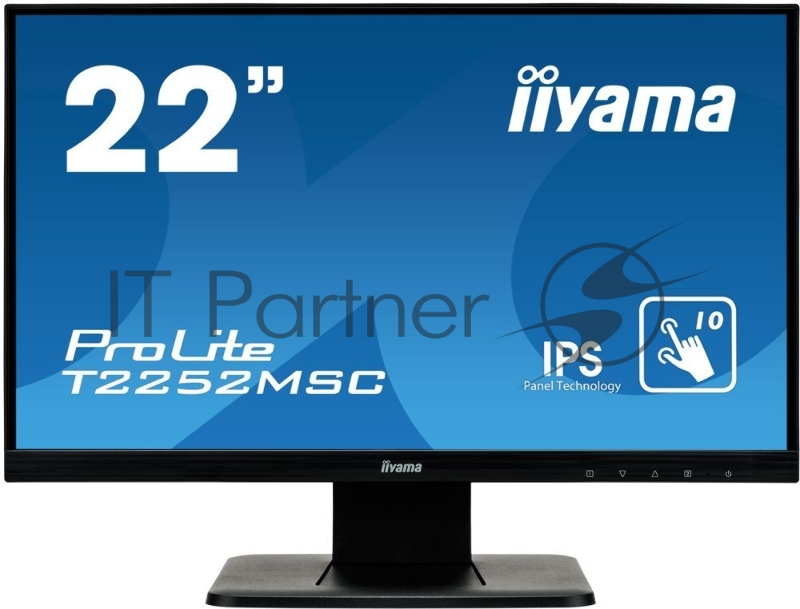 Монитор жидкокристаллический Iiyama Монитор LCD 21,5 16:9 1920х1080 TN, nonGLARE, TOUCH, 250cd/m2, H170°/V160°, 1000:1, 12М:1, 16,7M Color, 2ms, VGA, DVI, HDMI, Tilt, Speakers, 3Y, Black